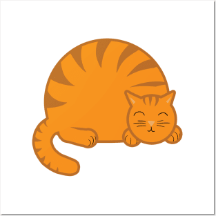 Sleepy Chubby Kitty - Orange Posters and Art